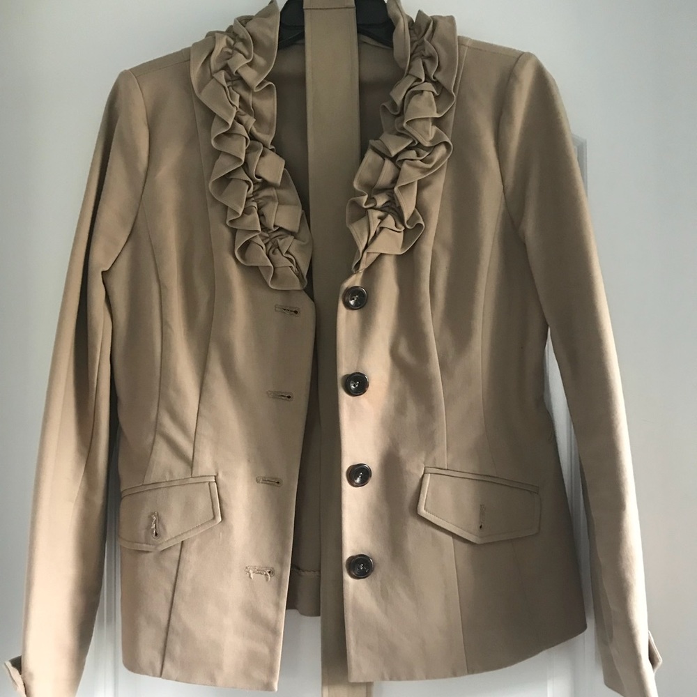 Saks Fifth Avenue Tan Beige Khaki Jacket with Belt
